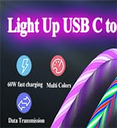 Light up usb c to type c charger cord