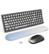 Wireless Transparent Keyboard and Mouse Combo with Soft Wrist Rest, Nowlike Ergonomic Full-Size w...