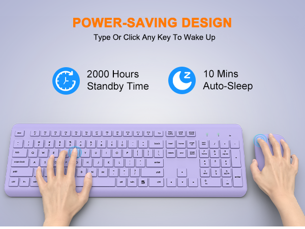 Wireless Keyboard and Mouse Combo, Full Size Silent Ergonomic Keyboard Mouse