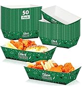 50 Pcs Graduation Decorations, Graduation Food Trays, Green Paper Tray 2 Styles Congrats Grad Cla...