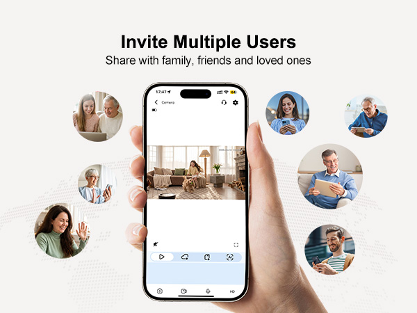 4G mini cam invite multiple users, share access with family friends and loved ones easily