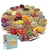 40 Bags Natural Dried Flowers Kit, Natural Dried Herbs with 2 Mesh Drawstring Bag for Soap,Candle...