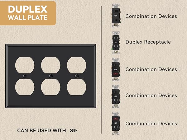 3 Gang Standard Duplex Switch Wall Plate