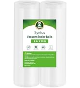 Syntus Vacuum Sealer Bags for food, 2 Pack 8" x 20' Commercial Grade Bag Rolls, Food Vac Bags for...