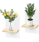 2 Pcs Boho Wooden Rainbow Wall Shelves,Boho Arch Shelf Wooden Boho Wall Decor,Decorative Bohemian...