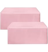 HolidayIdeas Fitted Pink Tablecloths for 6 Foot Tables - 72 x 30 Inch - 2 Pack Rectangle Table Cl...