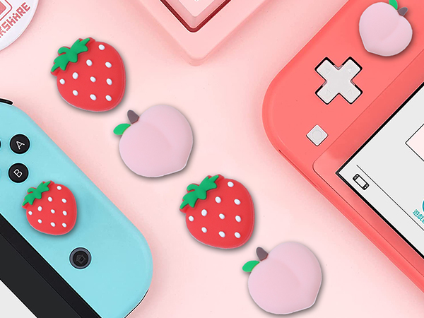 Switch joycon thumb grips strawberry peach