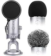 Microphone Cover with Pop Filter, 3 in 1 Mic Furry Windscreen Microphone Foam Cover Pop Filter Co...