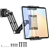 OHLPRO Tablet Wall Mount Holder for iPad with 360° Rotating Adjustable 2-Stage Foldable Aluminum ...