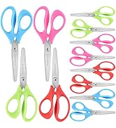 5" Kids Scissors,12 Pack Safety Children Scissors,Stainless Steel Blades Comfort-Grip Handles Sma...