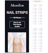 MelodySusie Semi Cured Gel Nail Strips (Classic White French)- Works with Nail lamp, Salon-Qualit...