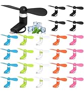 Aeergured 24 Pack Phone Fan Bulk, 2-in-1 Portable Mini Cell Phone Fan Compatible for iPhone, iPad...