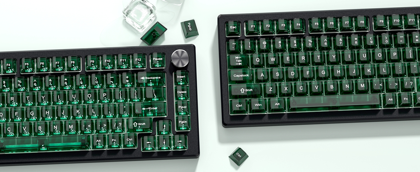 Dark Green Clear keycaps,Transparent keycaps,Crystal Jelly Key Cap Set,Shine Through Key caps