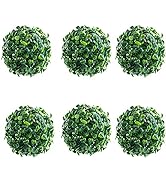 Framendino, 6 Pack 4 Inch Artificial Boxwood Topiary Plant Balls Decorative Faux Green Hanging Pl...