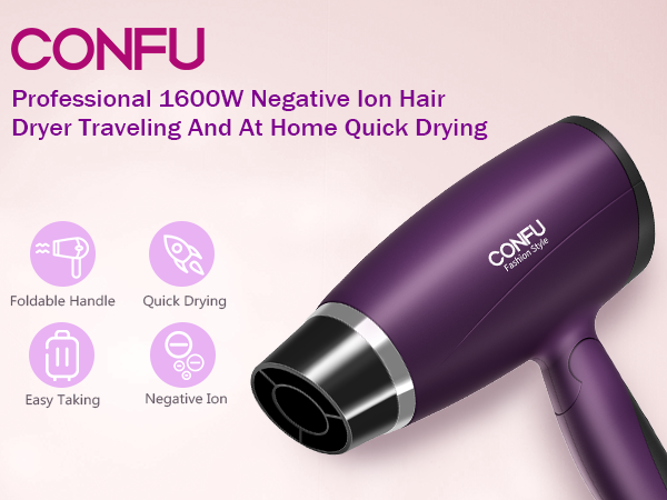 Professional 1600W Negatiwe lon HairDryer Traveling And At Home Quick Drying
