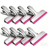 HOUSE AGAIN 8 Pack Stainless Steel Chip Bag Clips Covered with Silicone - NO More Sharp Edges - C...