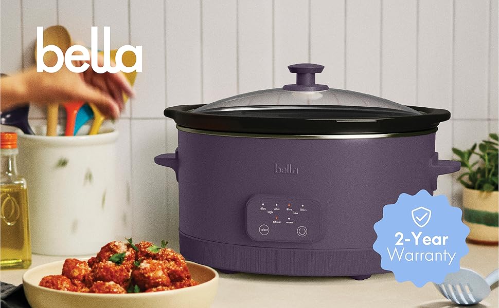 bella 6 Qt Programmable Slow Cooker, Plum