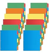 V-Opitos 12 Set 5-tab Index Dividers for 3 Ring Binders, Bulk Plastic Multicolor Dividers with 3 ...