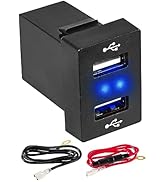 Anina Dual USB Car Charge Port for Toyota, Square Power Socket Adapter with Blue Light, Vehicle U...