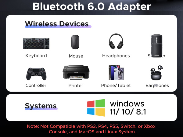 Bluetooth Adpater for Win 11 10 8.1