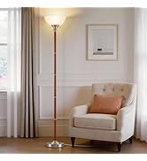 EJIAXIN Wood Floor Lamp for Living Room - Brushed Nikel Torchiere Floor Lamps for Bedroom Standin...