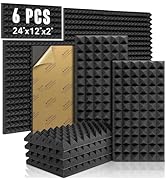 Facmogu 6 Pack Self-adhesive Acoustic Panels, 24"X12"X2" High Density Sound Proof Foam Wall Panel...