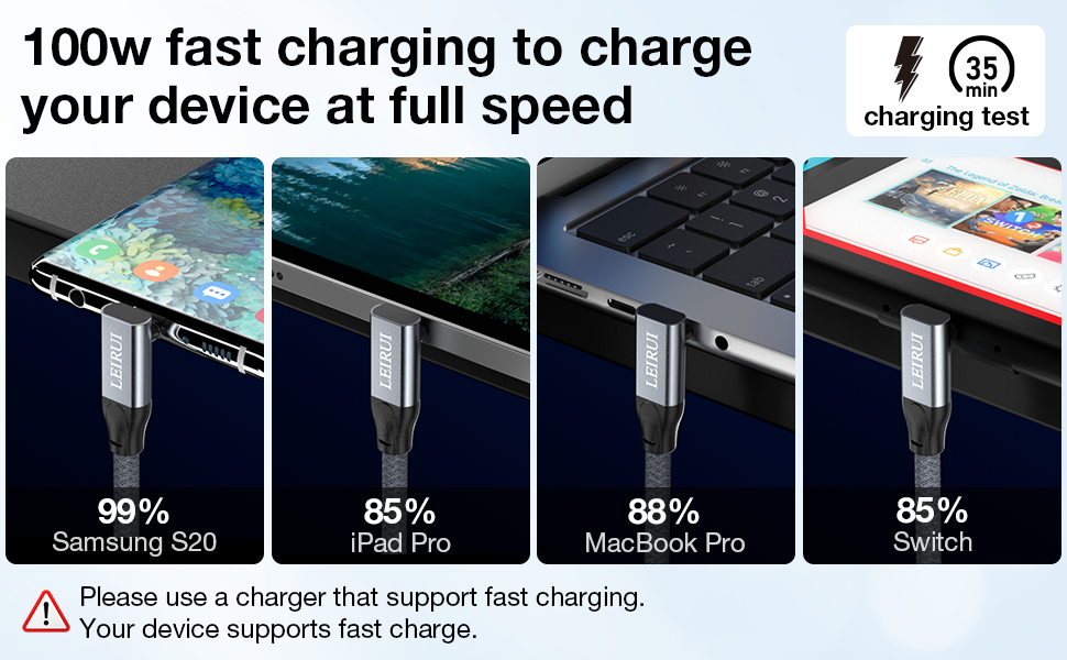 usb c to usb c cable right angle 100W fast charging