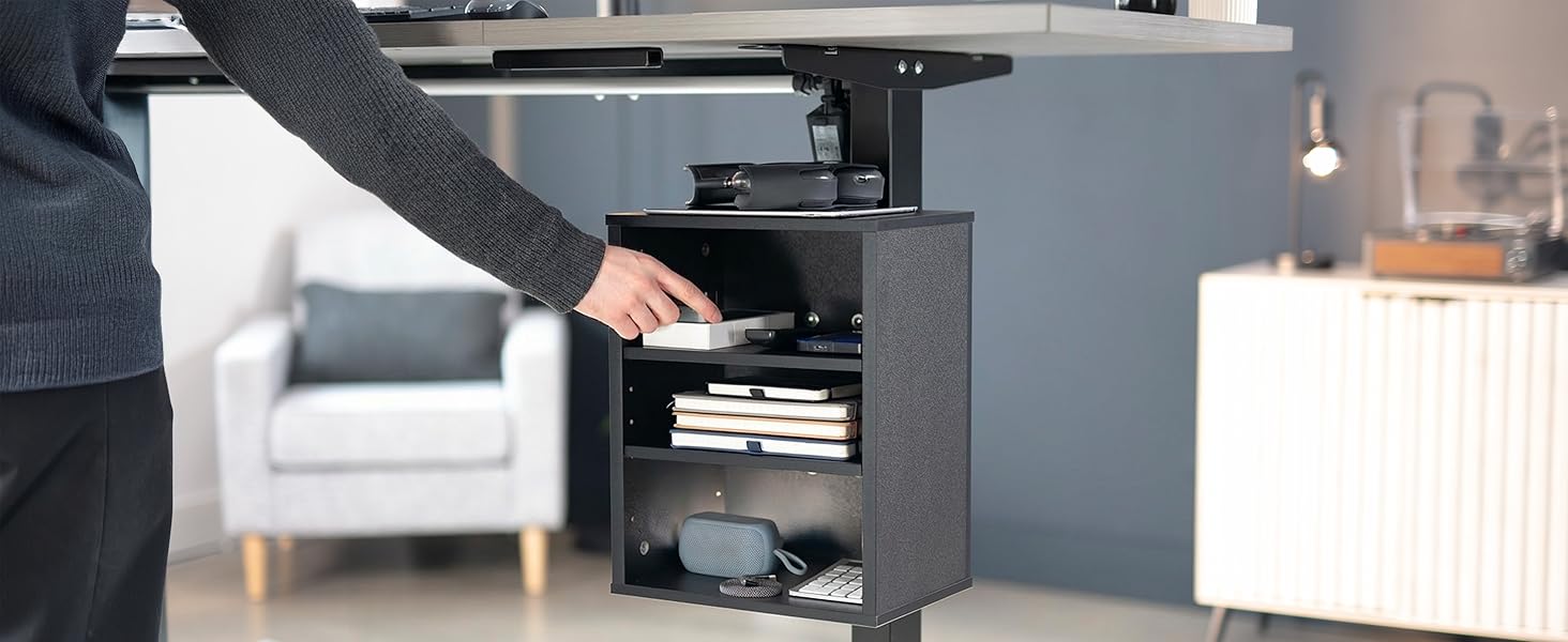 clamp on desk shelf under desk storage leg mounted shelf height adjustable desk organizer black