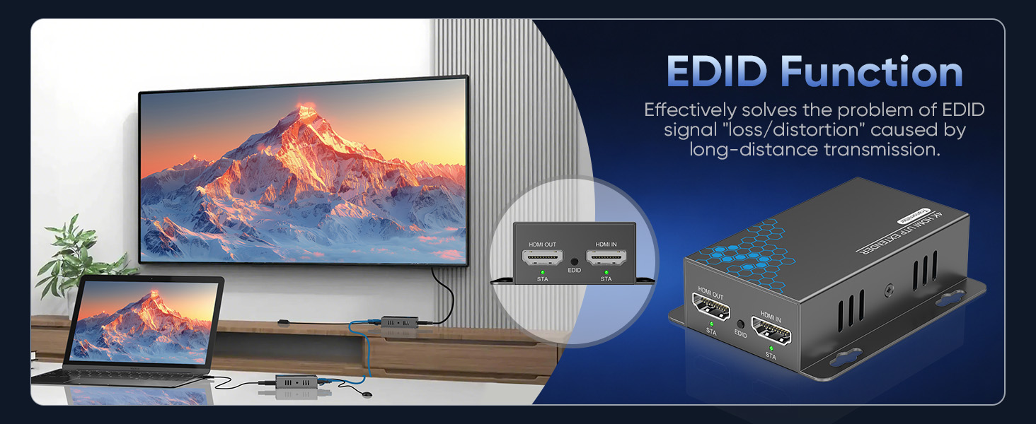 4K HDMI Extender HDMI Over Ethernet CAT5e CAT6 CAT6a CAT7 KVZOO HDMI Transmitter Receiver