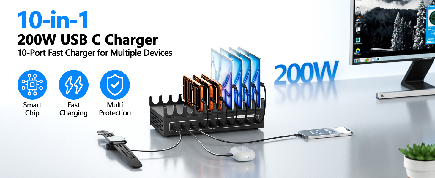USB C Charging Station for Multiple Devices