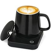 VOBAGA Coffee Mug Warmer Coffee Gift Set, Come with 15 oz Ceramic Mug (Black