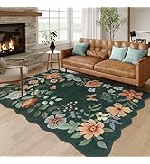 Lahome Floral Living Room Rugs, Green Area Rugs 5x7 Rug for Bedroom Ultra-Thin Soft Rug, Non-Slip...