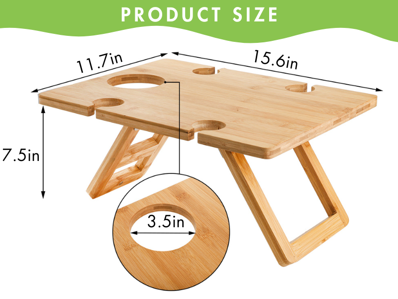 portable wine picnic table size