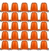 KUUQA 25Pcs Orange Drawstring Backpack Bulk Drawstring Bags String Backpack Cinch Gym Backpack fo...