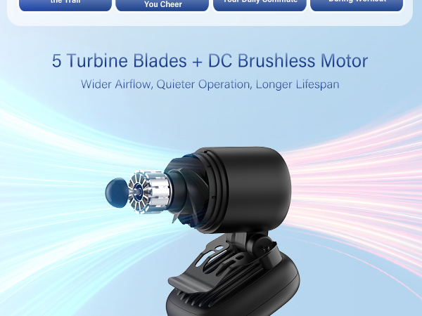 High performance 5 turbine blades and brushless motor for quiet wider stable airflow for cooling