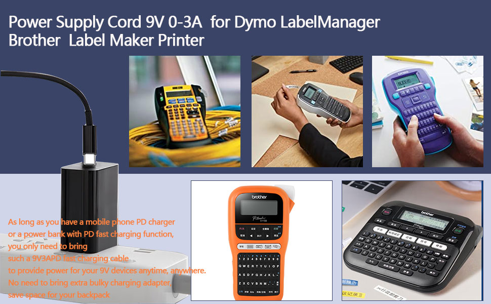 Power Supply Cord 9V 0-3A for Dymo Brother Label Maker Printer