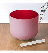 432hz 8 inch Red C Note Root Chakra Quartz Crystal Singing Bowl with Rubber Mallet for Healing Mi...