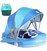 Mambobaby Float with Canopy &amp; Portable Backpack Skin-friendly Baby Swim Float with Tail Waterproo...