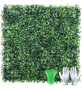 Homiton 24Pcs 10” x 10” Grass Wall Panels, Artificial Greenery Backdrop Boxwood Panels with 100 Z...