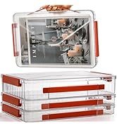 Mezchi Set of 3 Portable Paper Storage Box Organizer, 9" X 13" Clear Plastic File Storage Box wit...