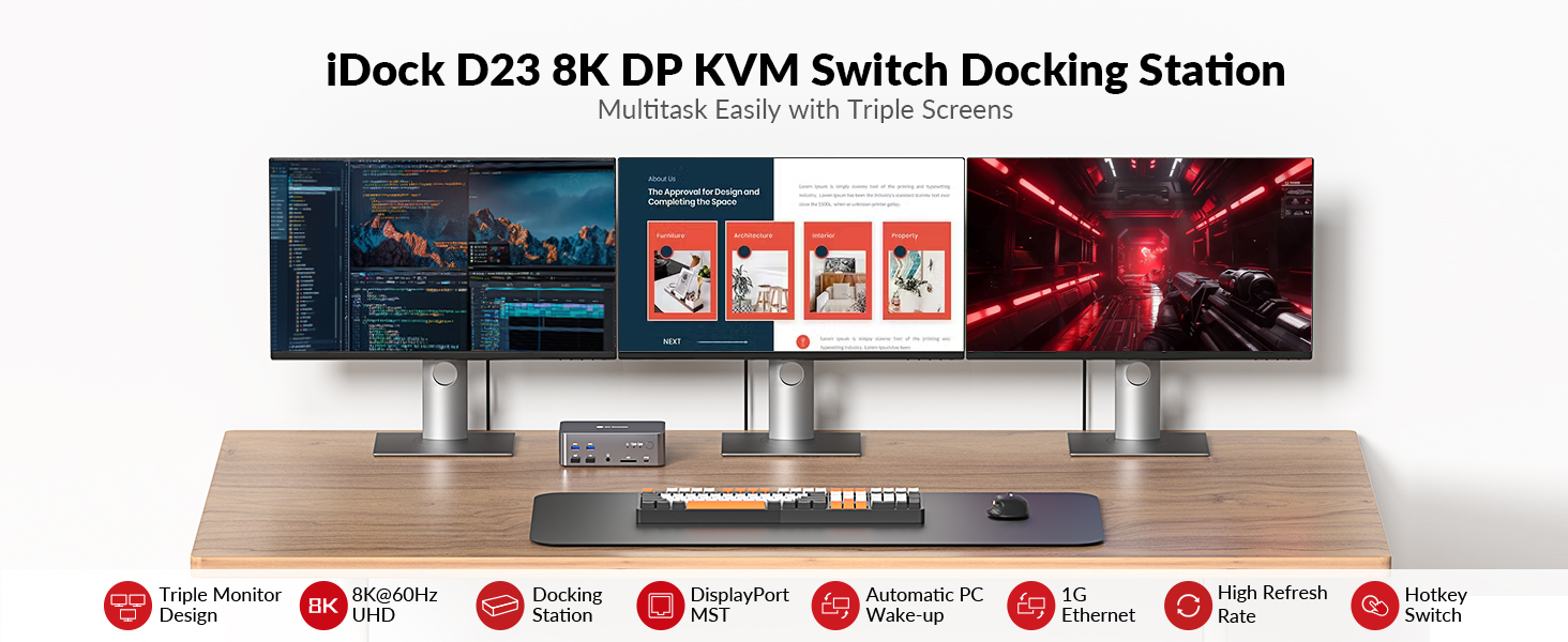8k triple monitor kvm switch