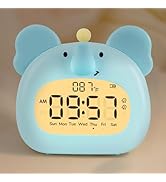 Elephant Alarm Clock with Night Light for Kids – Cute Digital Sleep Trainer with LED Display, 3 A...