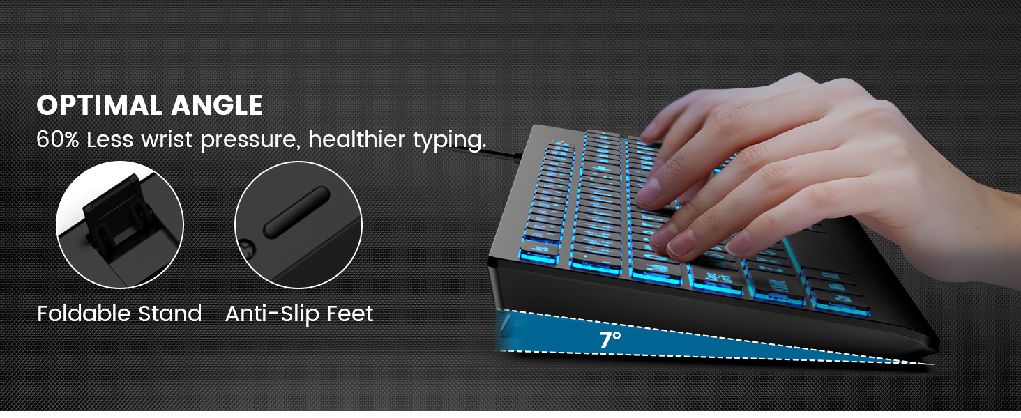 keyboard with foldable angle