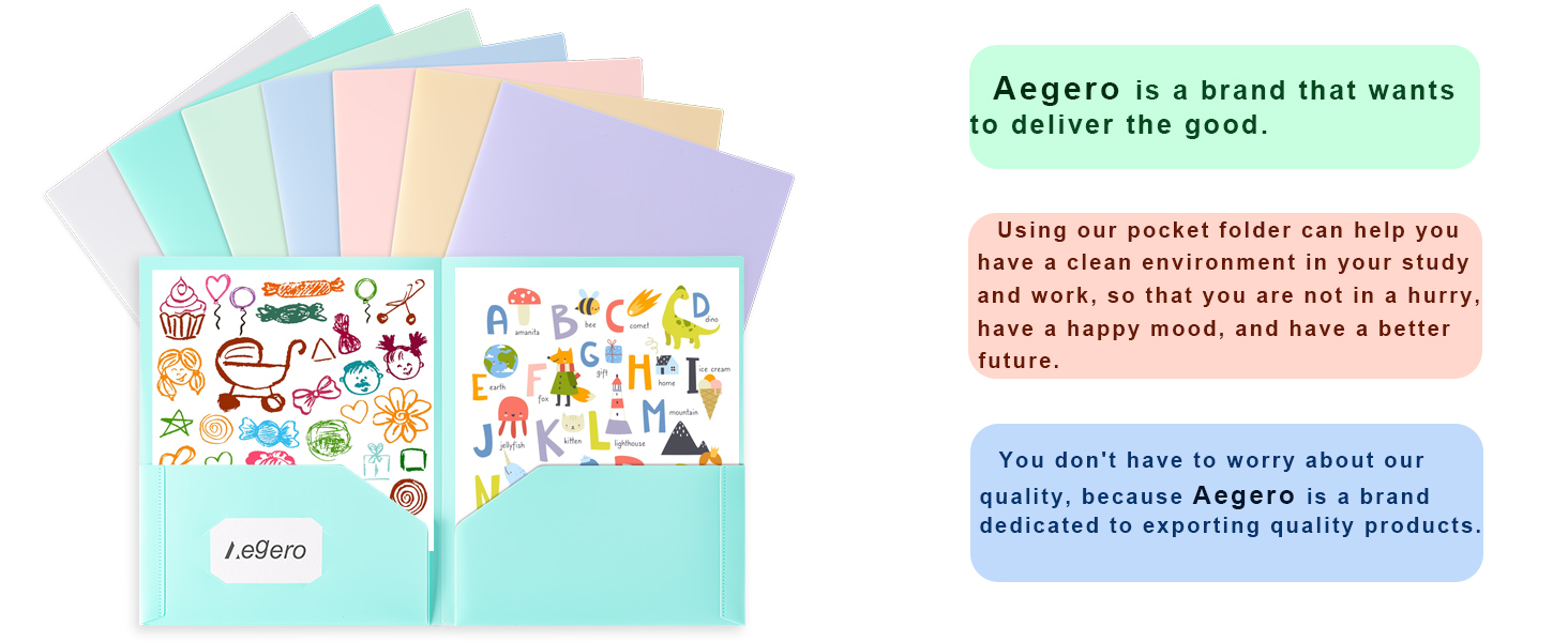 Folders with Pockets, Pastel Colors, 2 Pocket File Folders, School &amp; Office Filing Supplies