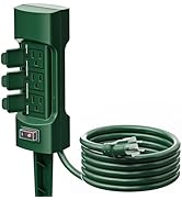 K KASONIC Outdoor Power Stake, Kasonic 6-Outlet 9 ft Extension Cord Power Strip, Double Sided wit...