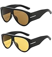 NLEYANB 3-Pack Oversized Aviator Sunglasses, Retro Frame UV400 Protection Unisex (Women &amp; Men) Bu...