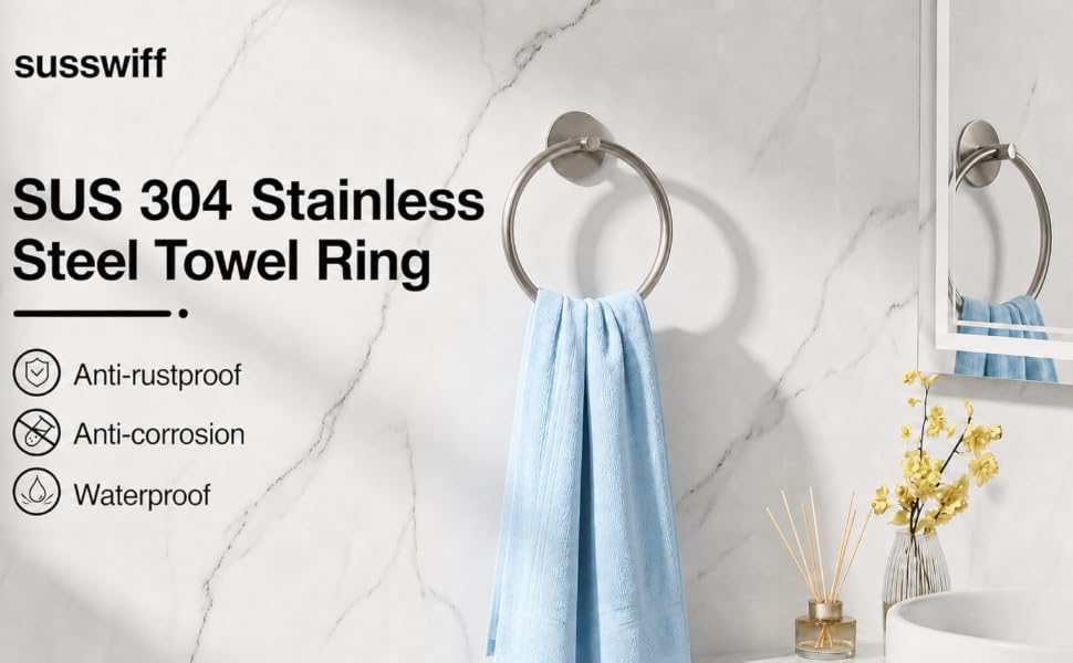 Nickel Brushed Bathroom Towel Ring