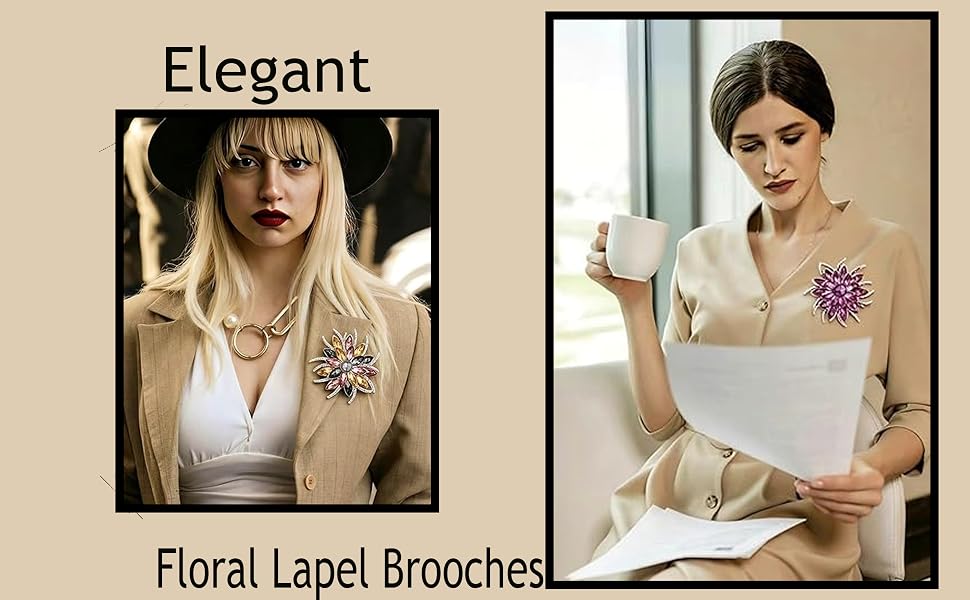 Sparkling Grystal Hower Broch Pin for Women
