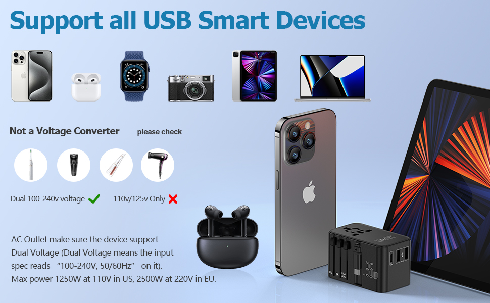 international travel charger for multiple devices