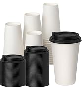 YEEHAW 100 Pack 16 oz Disposable Coffee Cups with Lids, Heat &amp; Leak-proof Paper Cups, to Go Coffe...